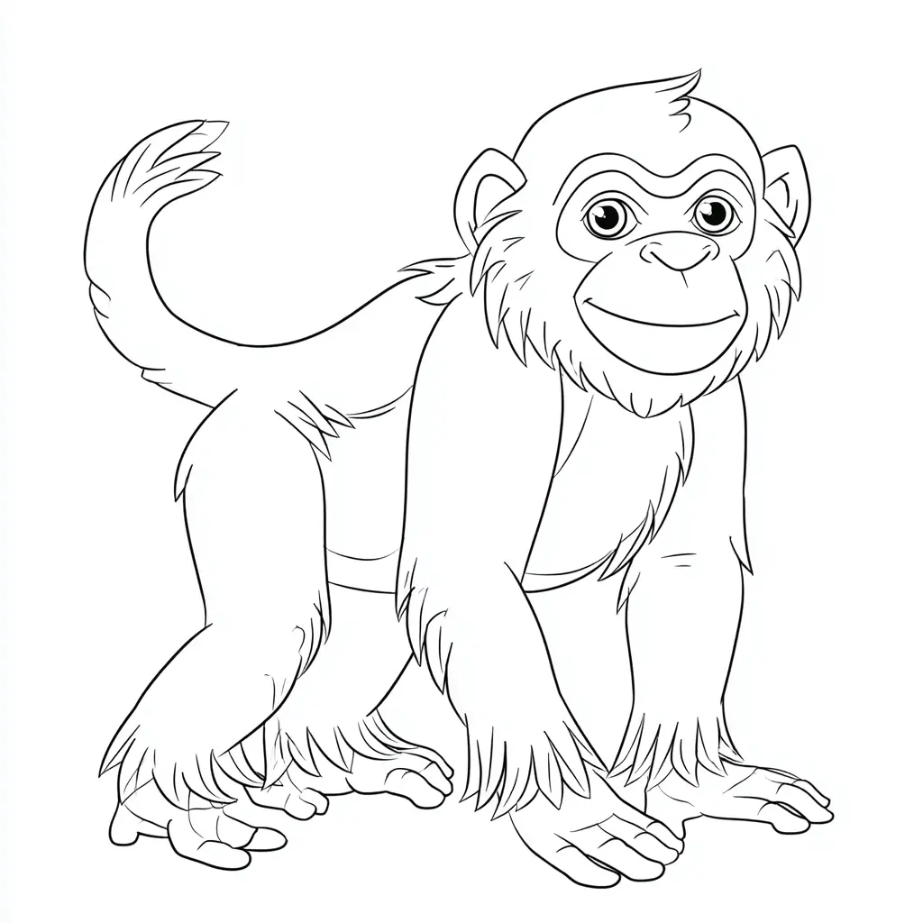 Dibujo de mono en el suelo para colorear Dibujo de mono en el suelo para colorear
