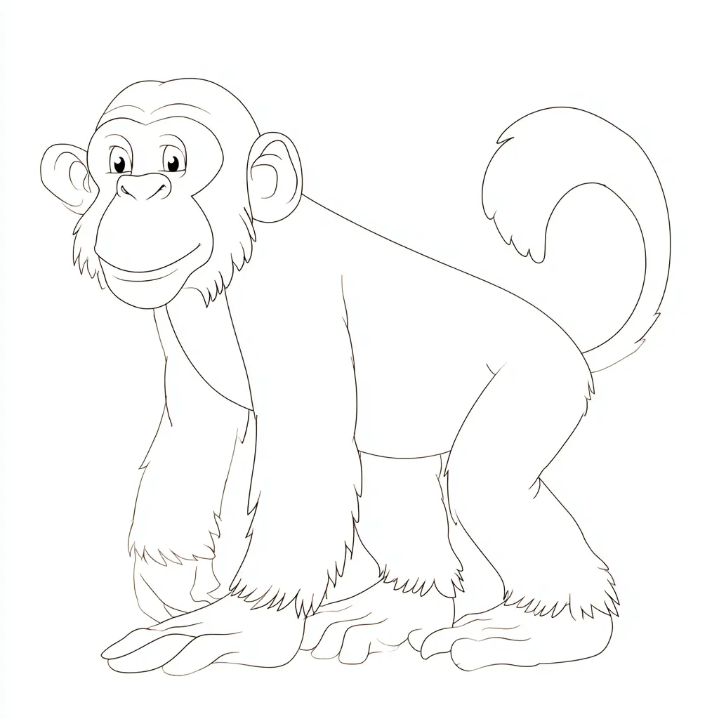 Dibujo de mono de trazo fino para colorear Dibujo de mono de trazo fino para colorear
