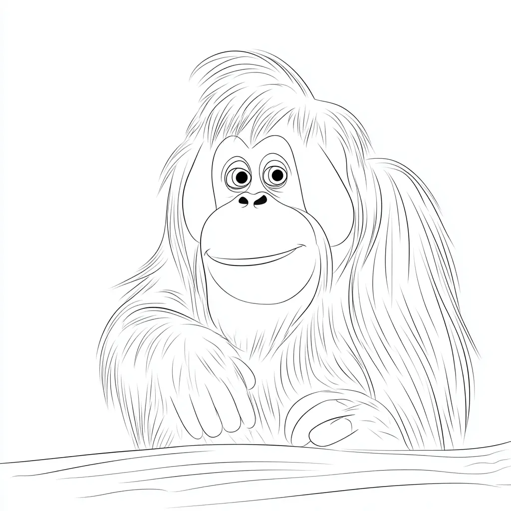 Dibujo de orangután de pelo largo para colorear Dibujo de orangután de pelo largo para colorear