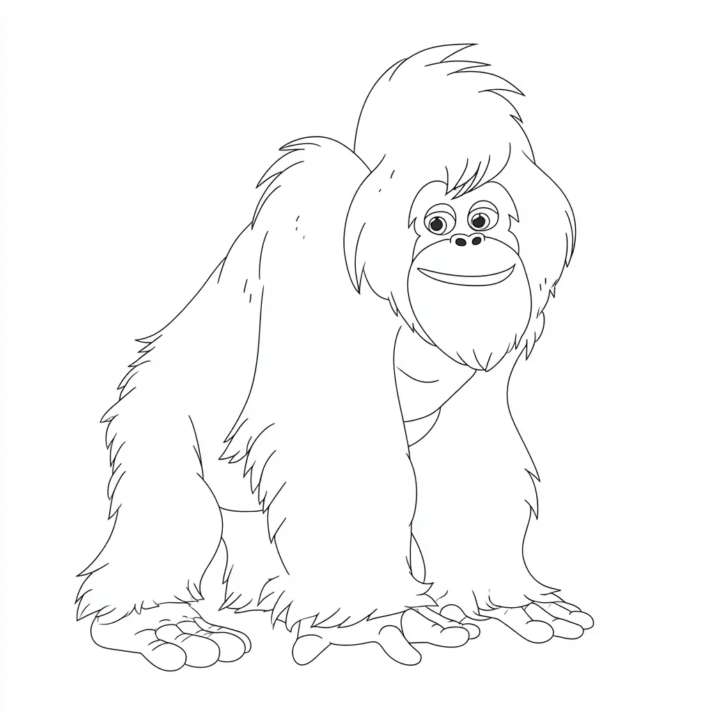 Dibujo de orangután, un simio pelirrojo para colorear Dibujo de orangután, un simio pelirrojo para colorear
