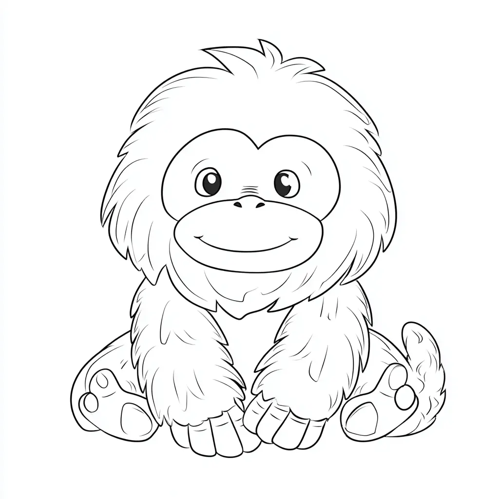 Dibujo de pequeño orangután kawaii para colorear Dibujo de pequeño orangután kawaii para colorear