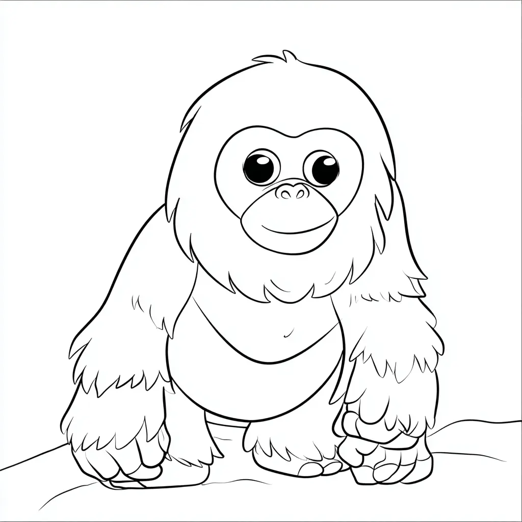 Dibujo de orangután chibi para colorear Dibujo de orangután chibi para colorear