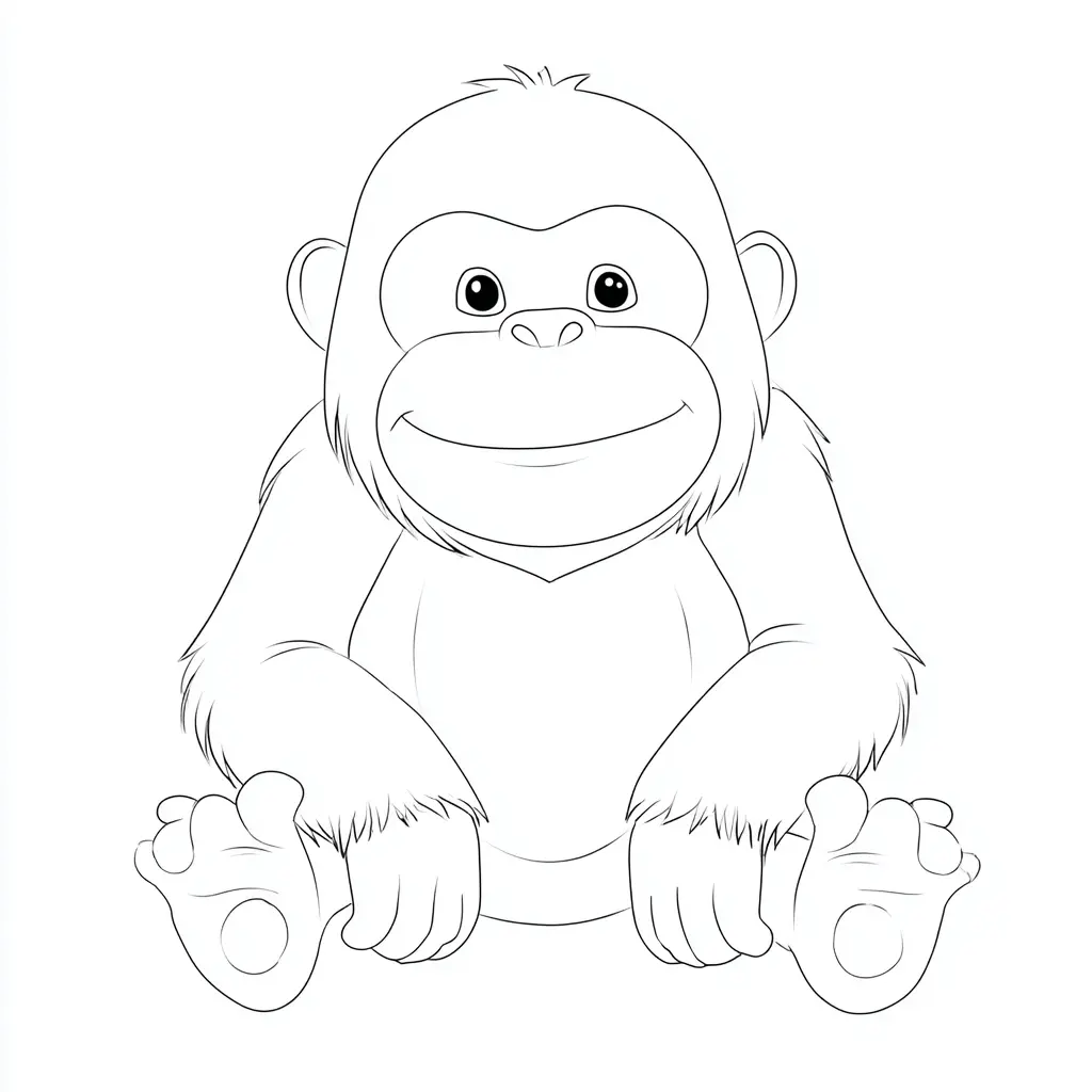 Dibujo de pequeño orangután sentado para colorear Dibujo de pequeño orangután sentado para colorear