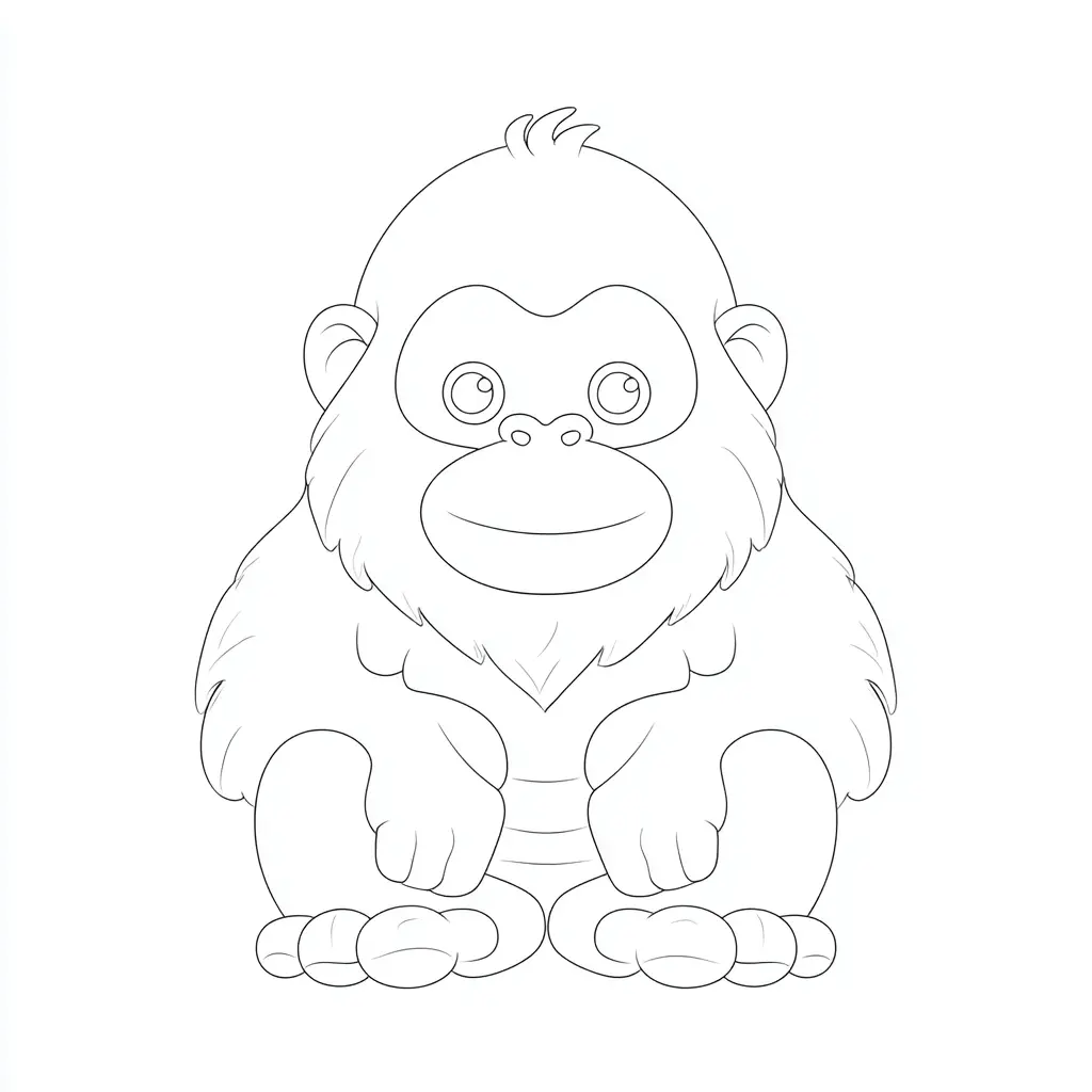 Dibujo de diseño simple de orangután para colorear Dibujo de diseño simple de orangután para colorear