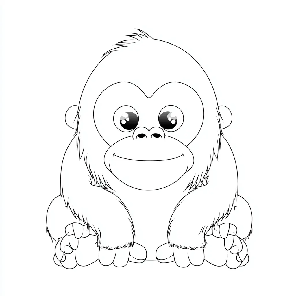 Dibujo de pequeño orangután kawaii para colorear Dibujo de pequeño orangután kawaii para colorear