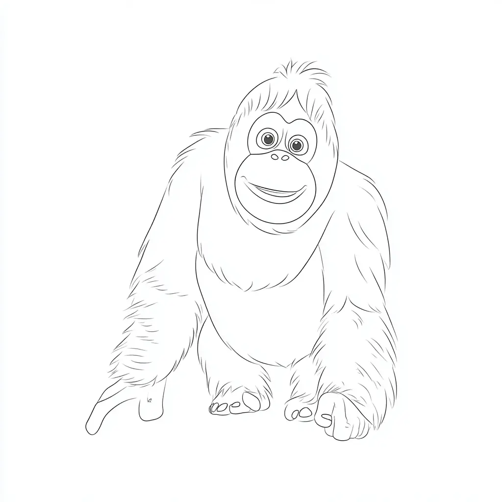 Dibujo de orangután con detalle de pelo para colorear Dibujo de orangután con detalle de pelo para colorear