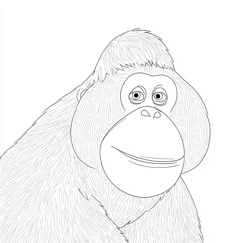 Dibujo de retrato de un orangután para colorear Dibujo de retrato de un orangután para colorear