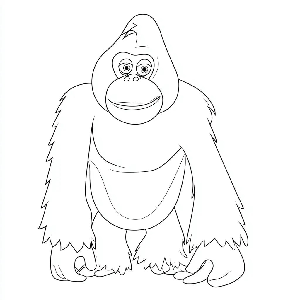 Dibujo de contorno de orangután con detalles para colorear Dibujo de contorno de orangután con detalles para colorear