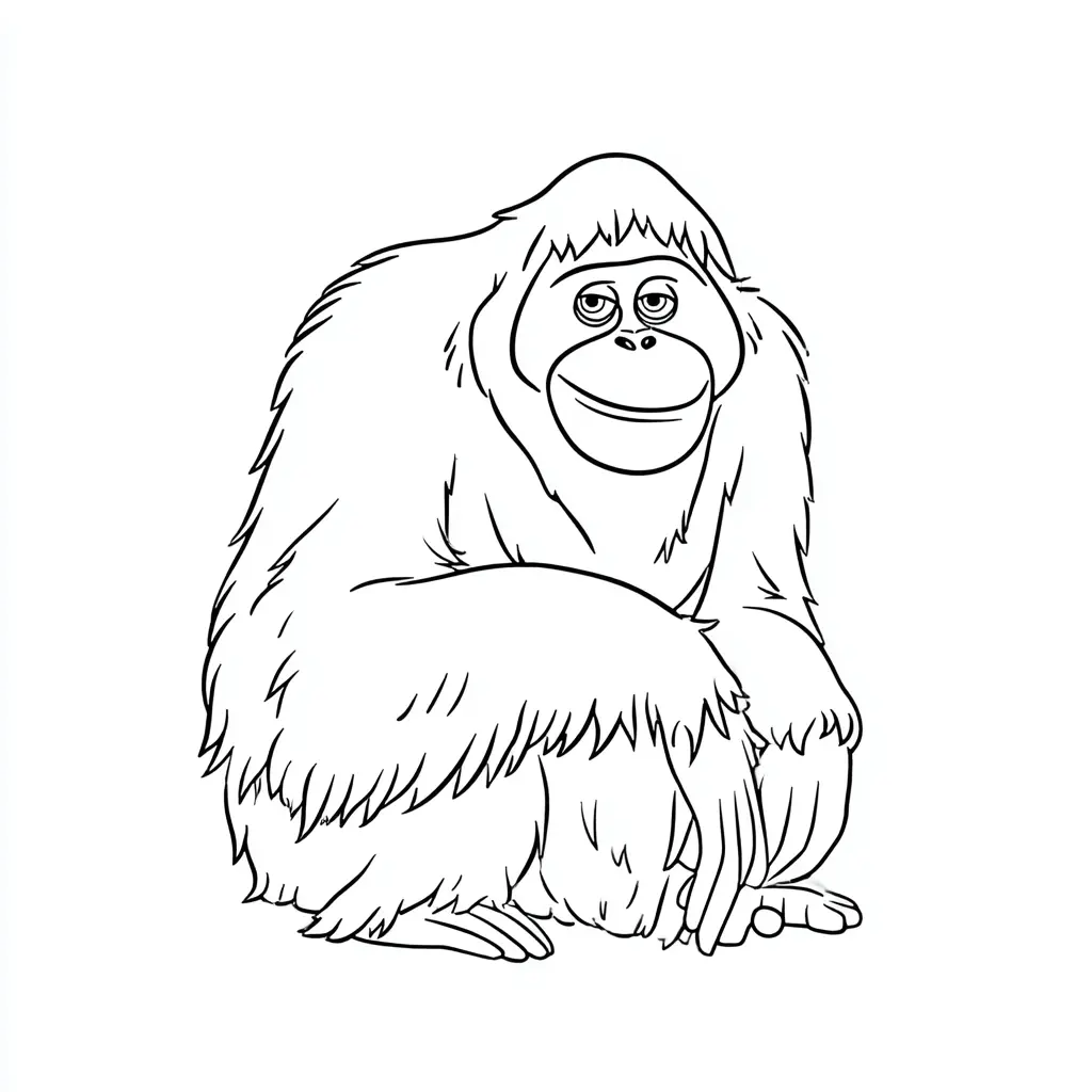 Dibujo de orangután relajado para colorear Dibujo de orangután relajado para colorear