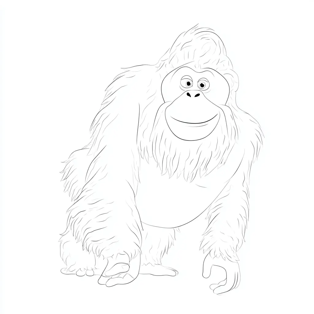 Dibujo de orangután peludo para colorear Dibujo de orangután peludo para colorear
