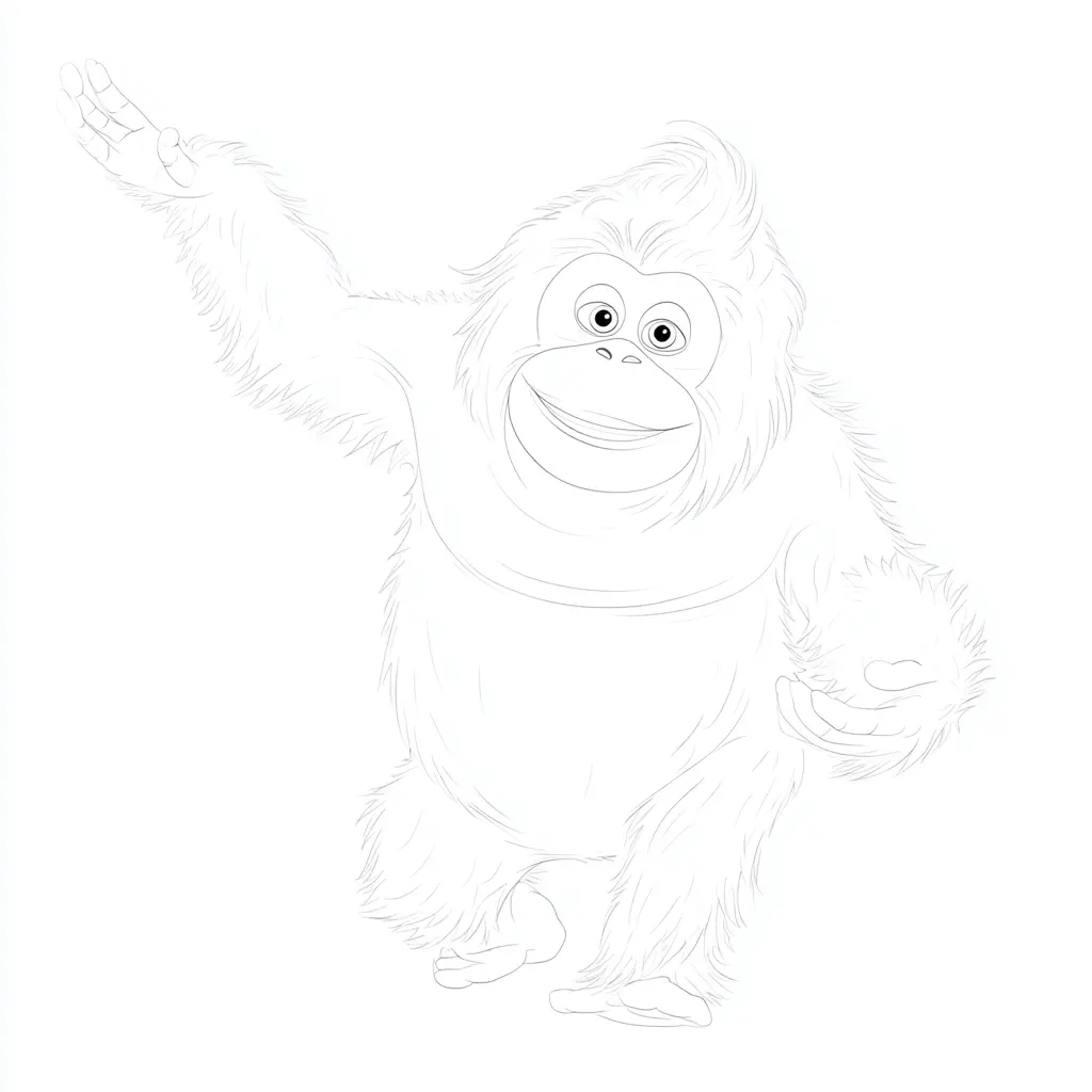 Dibujo de orangután a lápiz para colorear Dibujo de orangután a lápiz para colorear