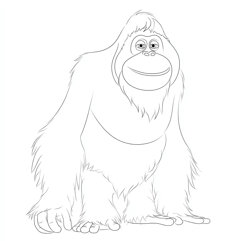 Dibujo de orangután cartoon de líneas finas para colorear Dibujo de orangután cartoon de líneas finas para colorear