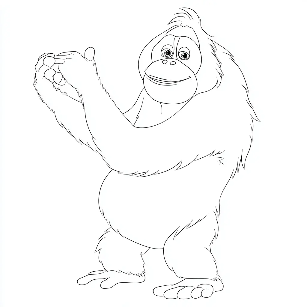 Dibujo de orangután orangután haciendo poses para colorear Dibujo de orangután orangután haciendo poses para colorear