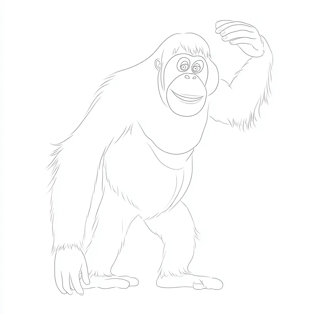 Dibujo de orangután de trazo fino para colorear Dibujo de orangután de trazo fino para colorear
