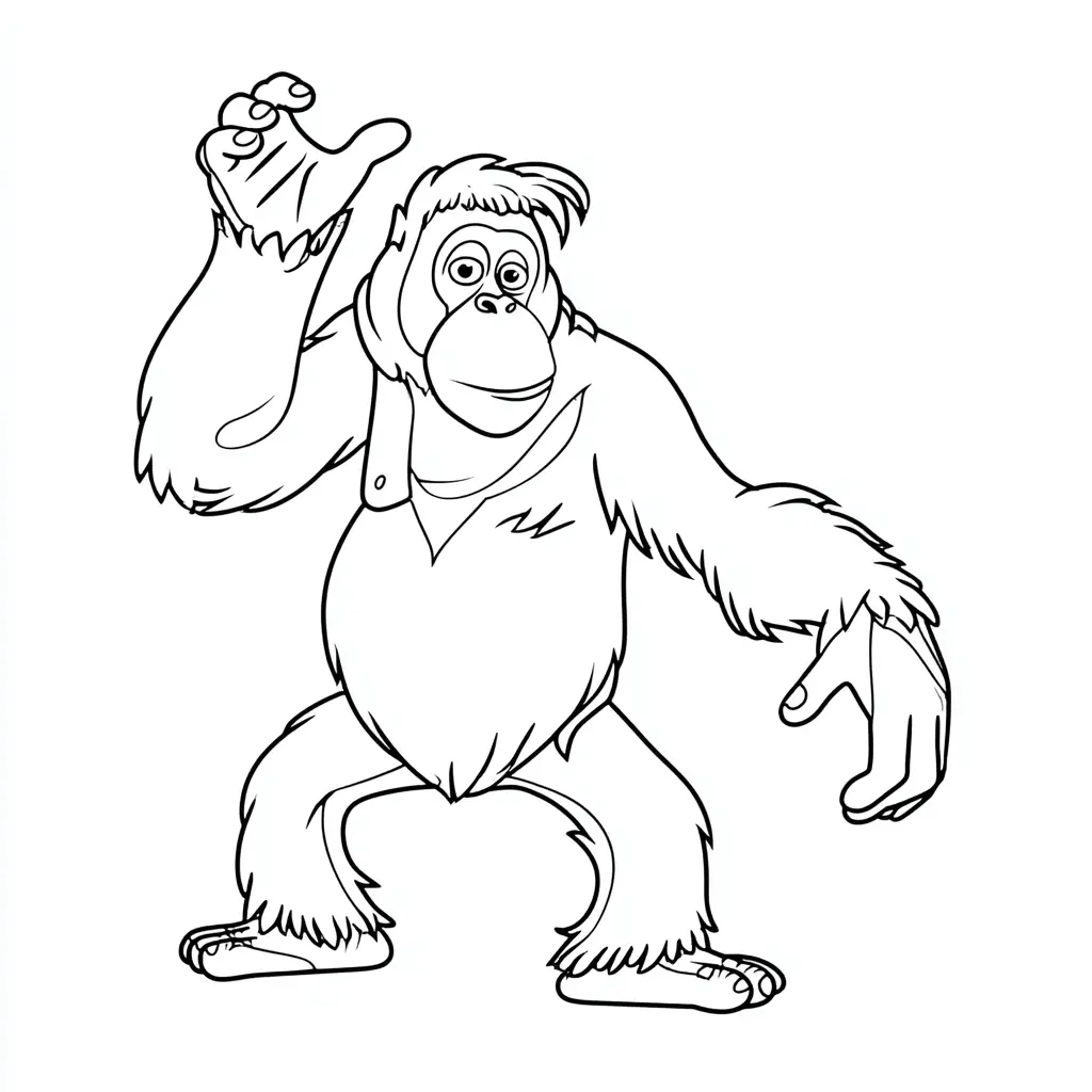 Dibujo de orangután estilo cómic para colorear Dibujo de orangután estilo cómic para colorear