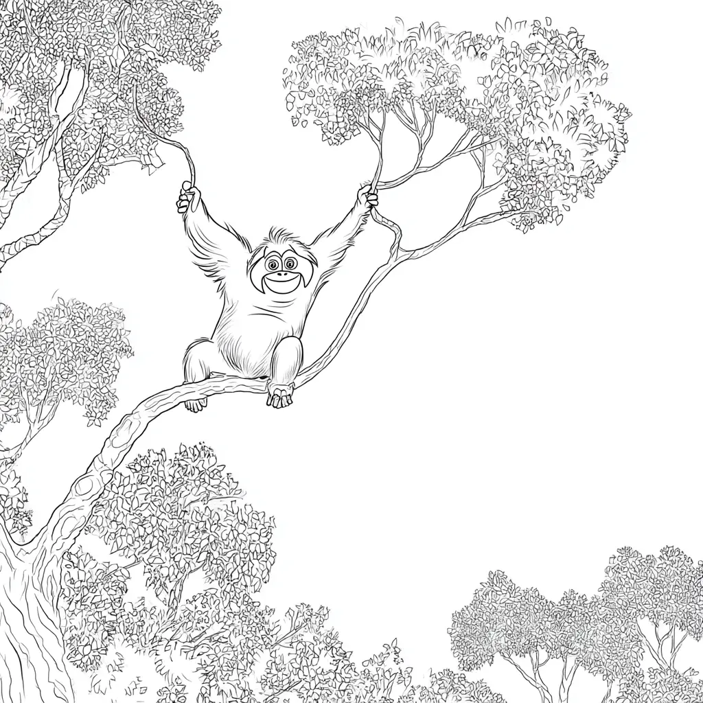 Dibujo de el orangután de la selva para colorear Dibujo de el orangután de la selva para colorear