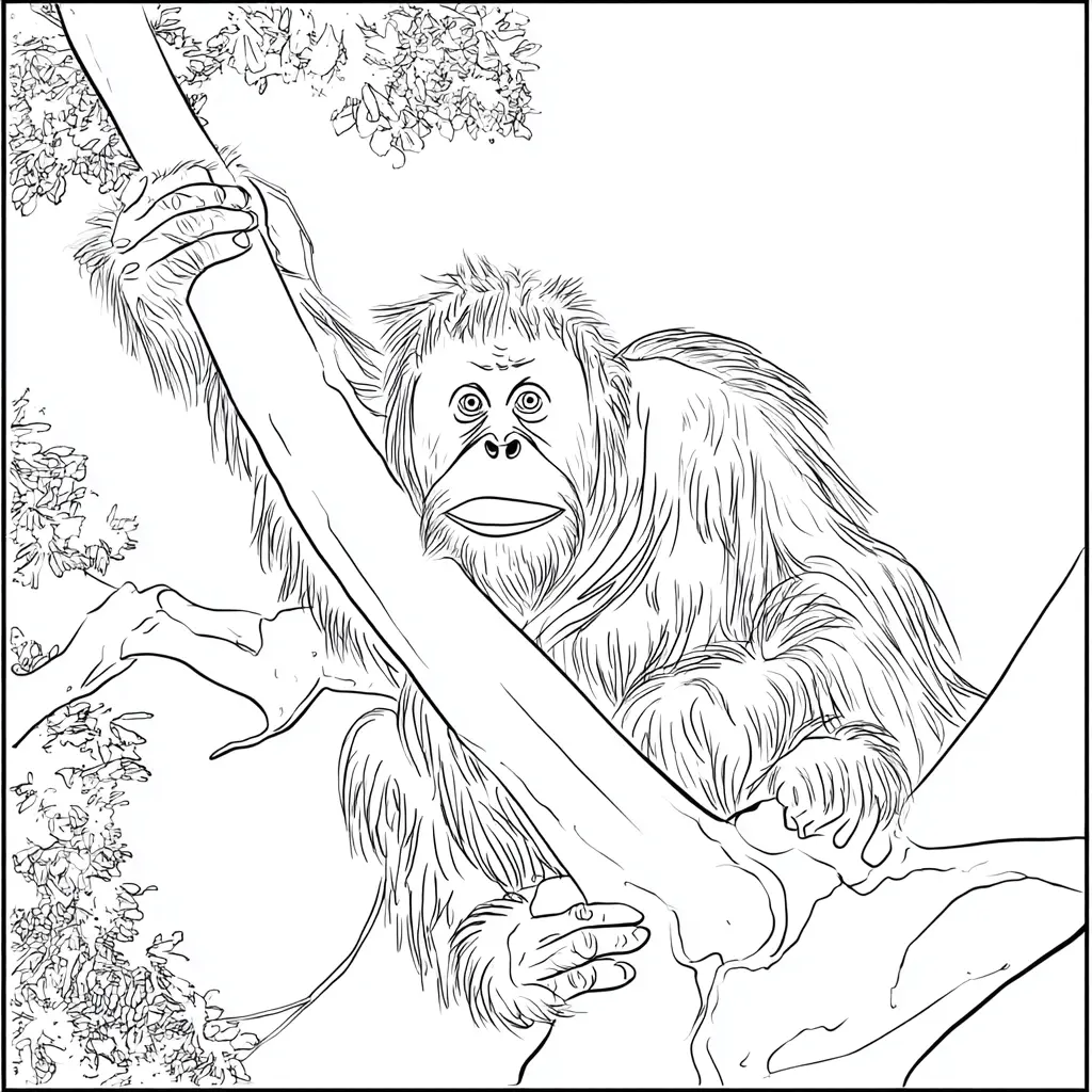 Dibujo de orangután salvaje para colorear Dibujo de orangután salvaje para colorear
