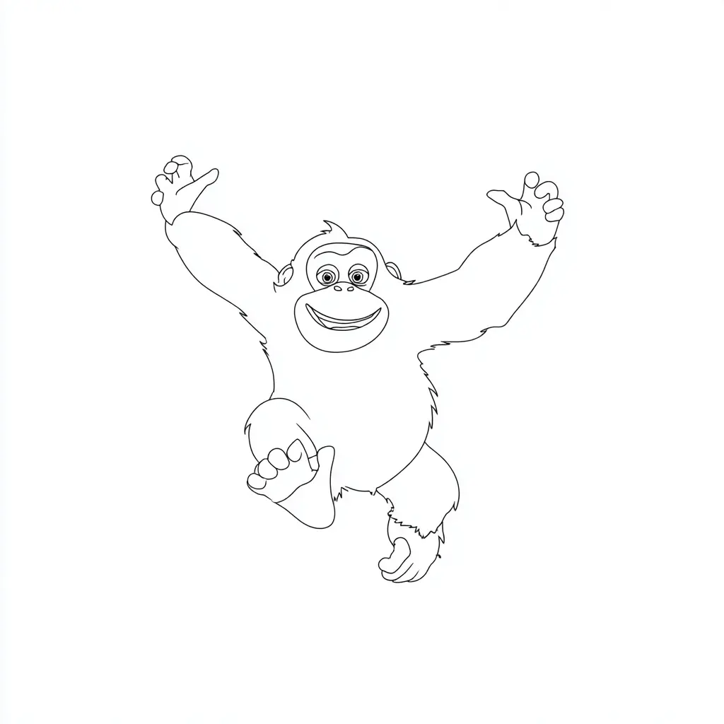 Dibujo de orangután con brazos abiertos para colorear Dibujo de orangután con brazos abiertos para colorear