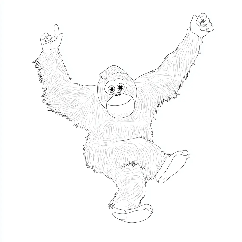 Dibujo de orangután bailando para colorear Dibujo de orangután bailando para colorear