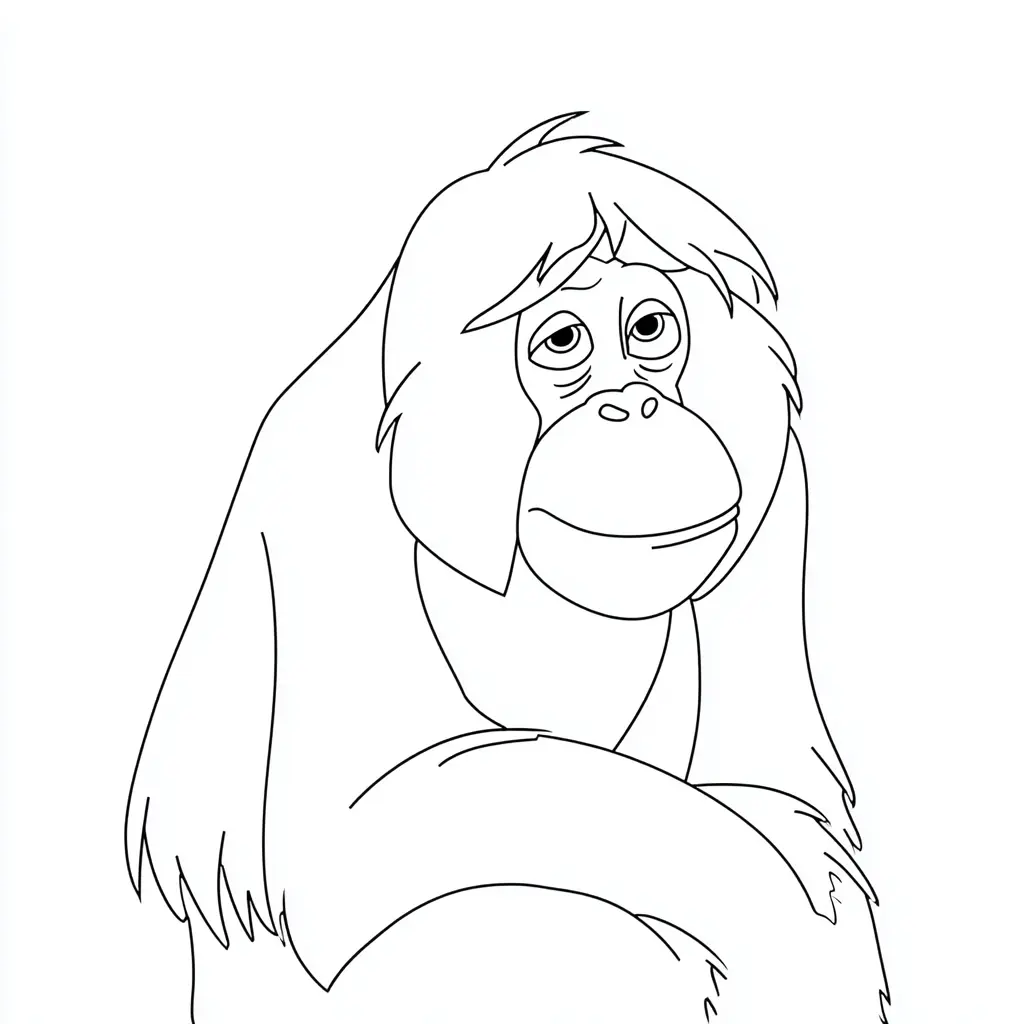 Dibujo de orangután de mirada melancólica para colorear Dibujo de orangután de mirada melancólica para colorear