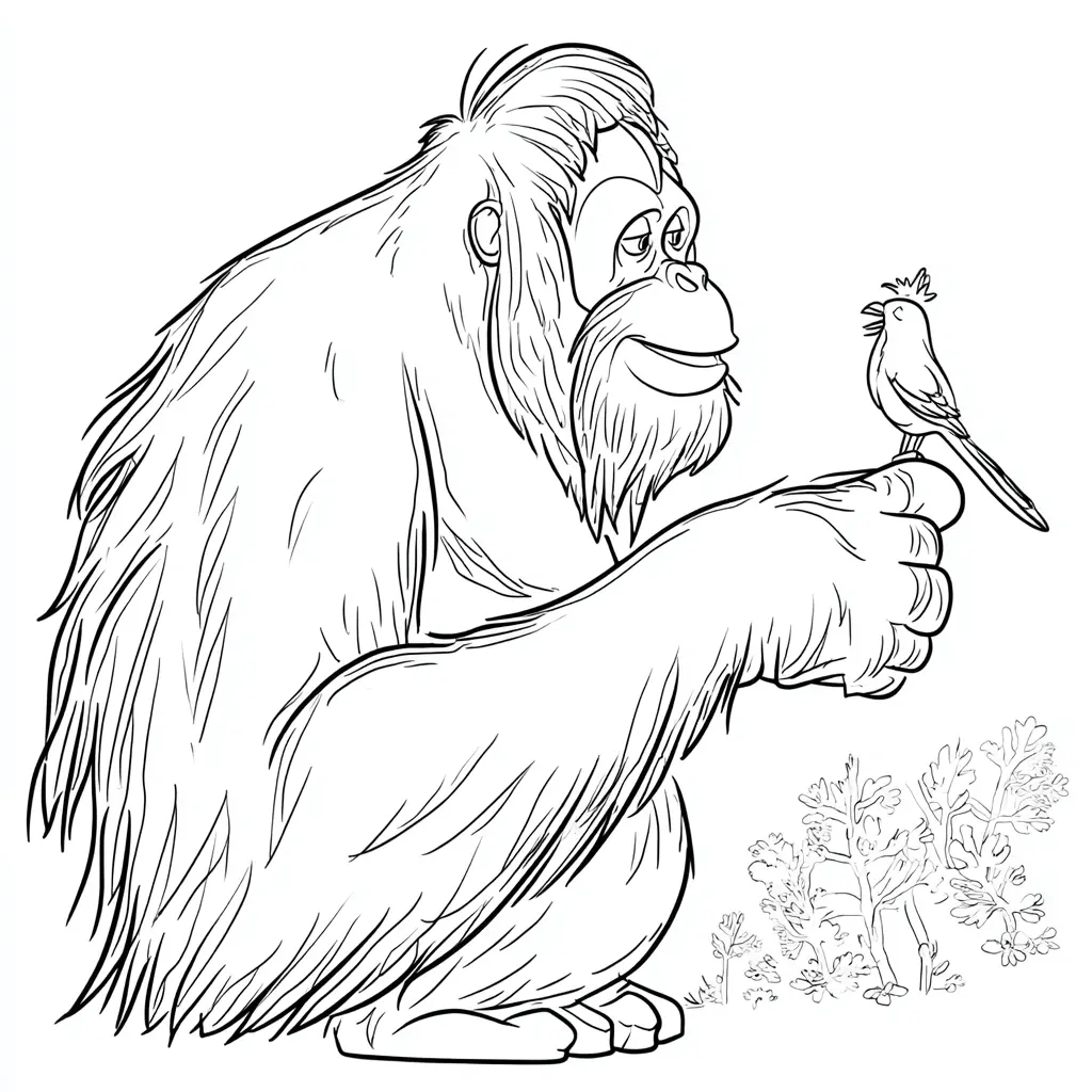 Dibujo de el orangután amigable para colorear Dibujo de el orangután amigable para colorear
