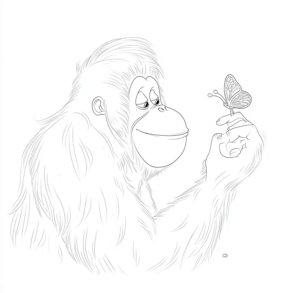 Dibujo de el orangután gentil de la selva para colorear Dibujo de el orangután gentil de la selva para colorear