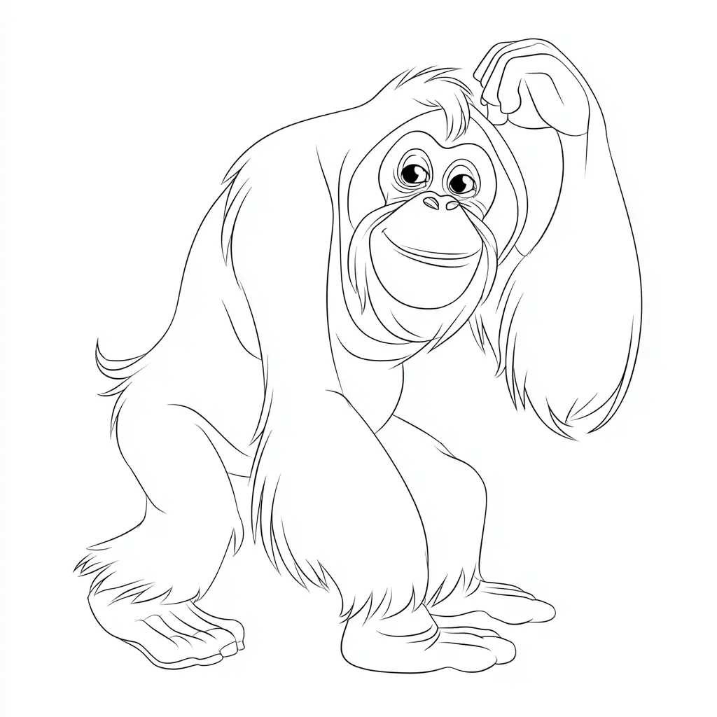 Dibujo de orangután caminando para colorear Dibujo de orangután caminando para colorear