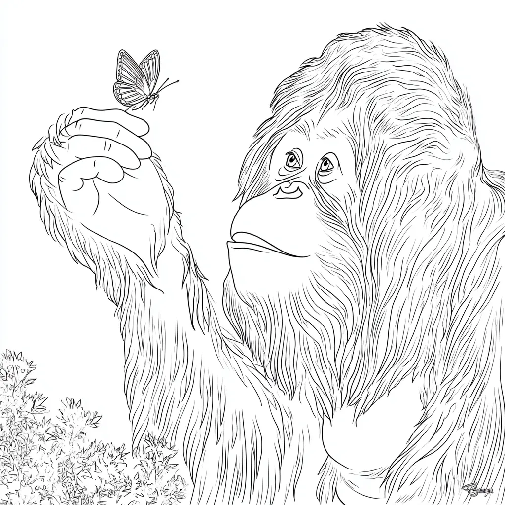 Dibujo de el orangután peludo de Borneo para colorear Dibujo de el orangután peludo de Borneo para colorear