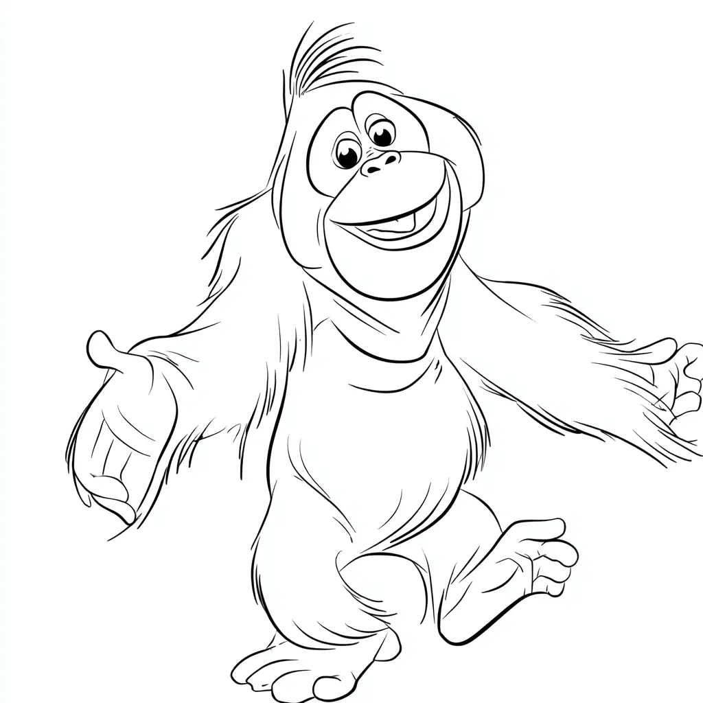 Dibujo de orangután cómico para colorear Dibujo de orangután cómico para colorear