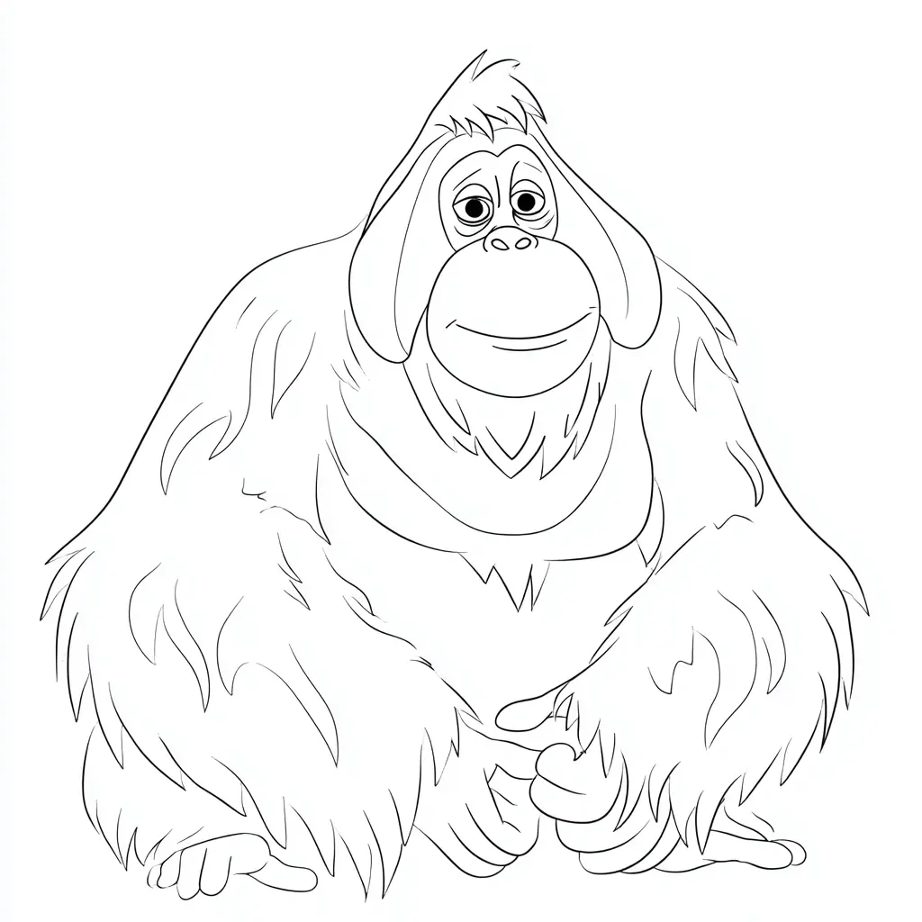 Dibujo de orangután sentado para colorear Dibujo de orangután sentado para colorear