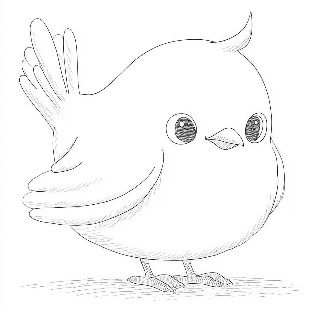 Dibujo de pájaro estilo chibi para colorear Dibujo de pájaro estilo chibi para colorear