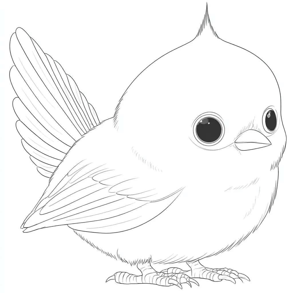 Dibujo de pájaro con líneas finas para colorear Dibujo de pájaro con líneas finas para colorear
