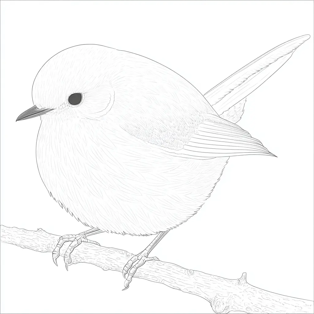 Dibujo de pájaro posado en una rama para colorear Dibujo de pájaro posado en una rama para colorear