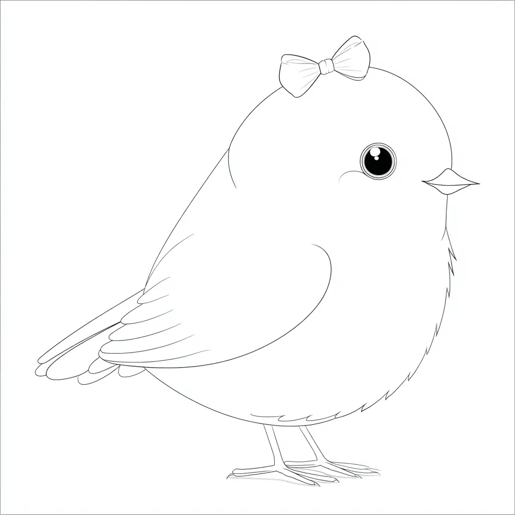 Dibujo de pajarito con moñita para colorear Dibujo de pajarito con moñita para colorear