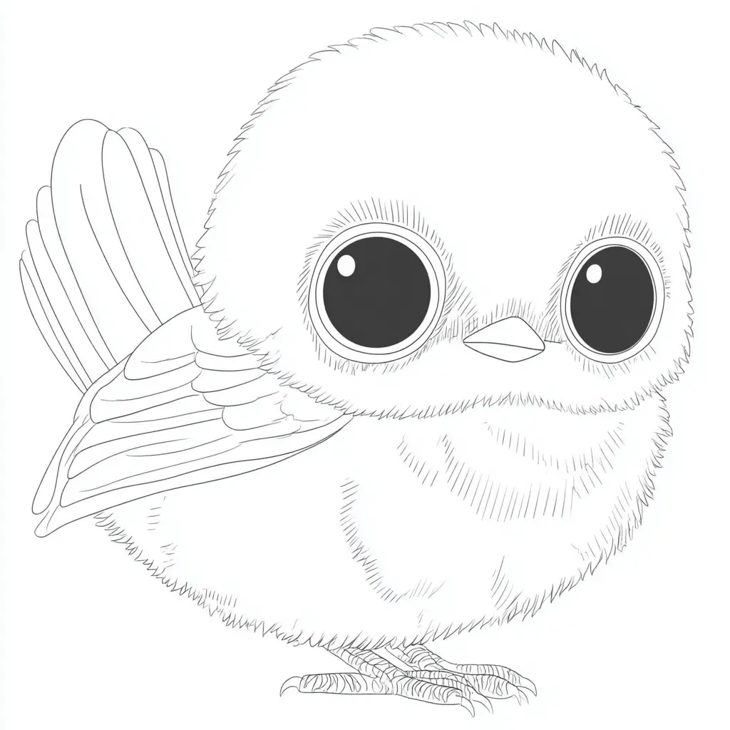 Dibujo de pájaro de ojos grandes para colorear Dibujo de pájaro de ojos grandes para colorear