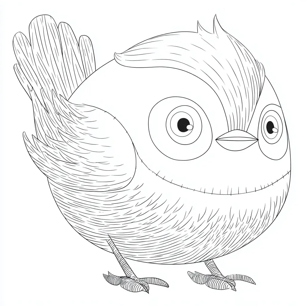 Dibujo de pájaro caricaturesco para colorear Dibujo de pájaro caricaturesco para colorear