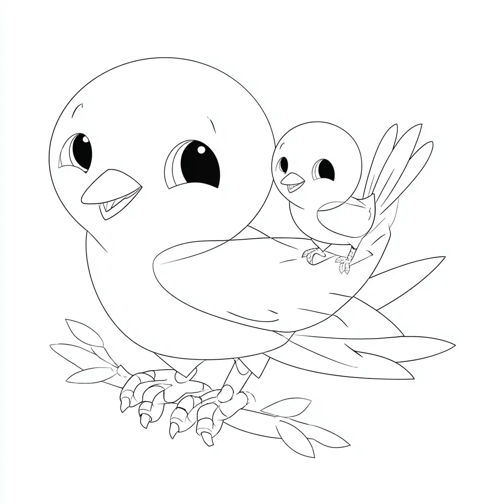 Dibujo de pájaros con líneas finas para colorear Dibujo de pájaros con líneas finas para colorear