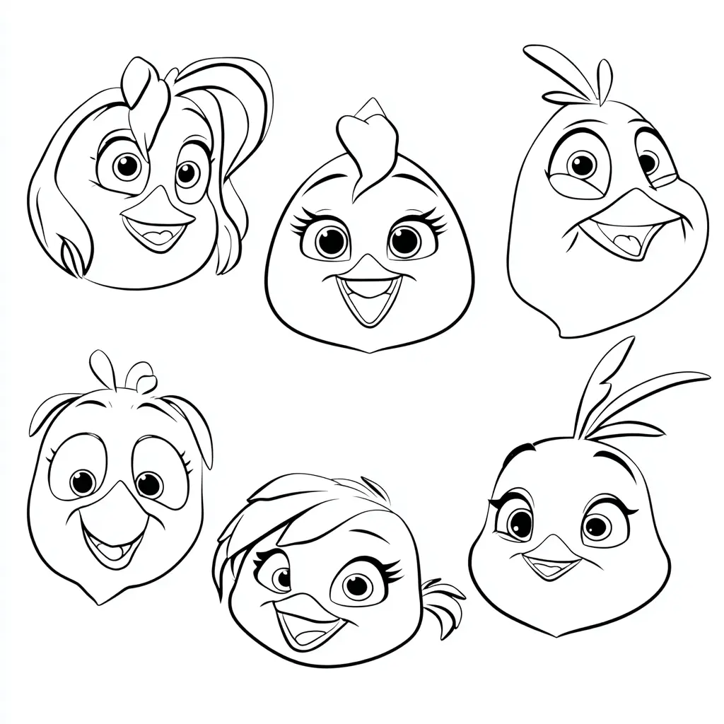 Dibujo de caras cómicas de pájaros para colorear Dibujo de caras cómicas de pájaros para colorear