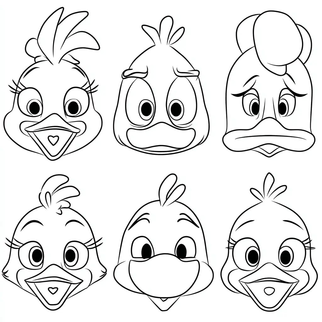Dibujo de caras de pájaros animadas para colorear Dibujo de caras de pájaros animadas para colorear