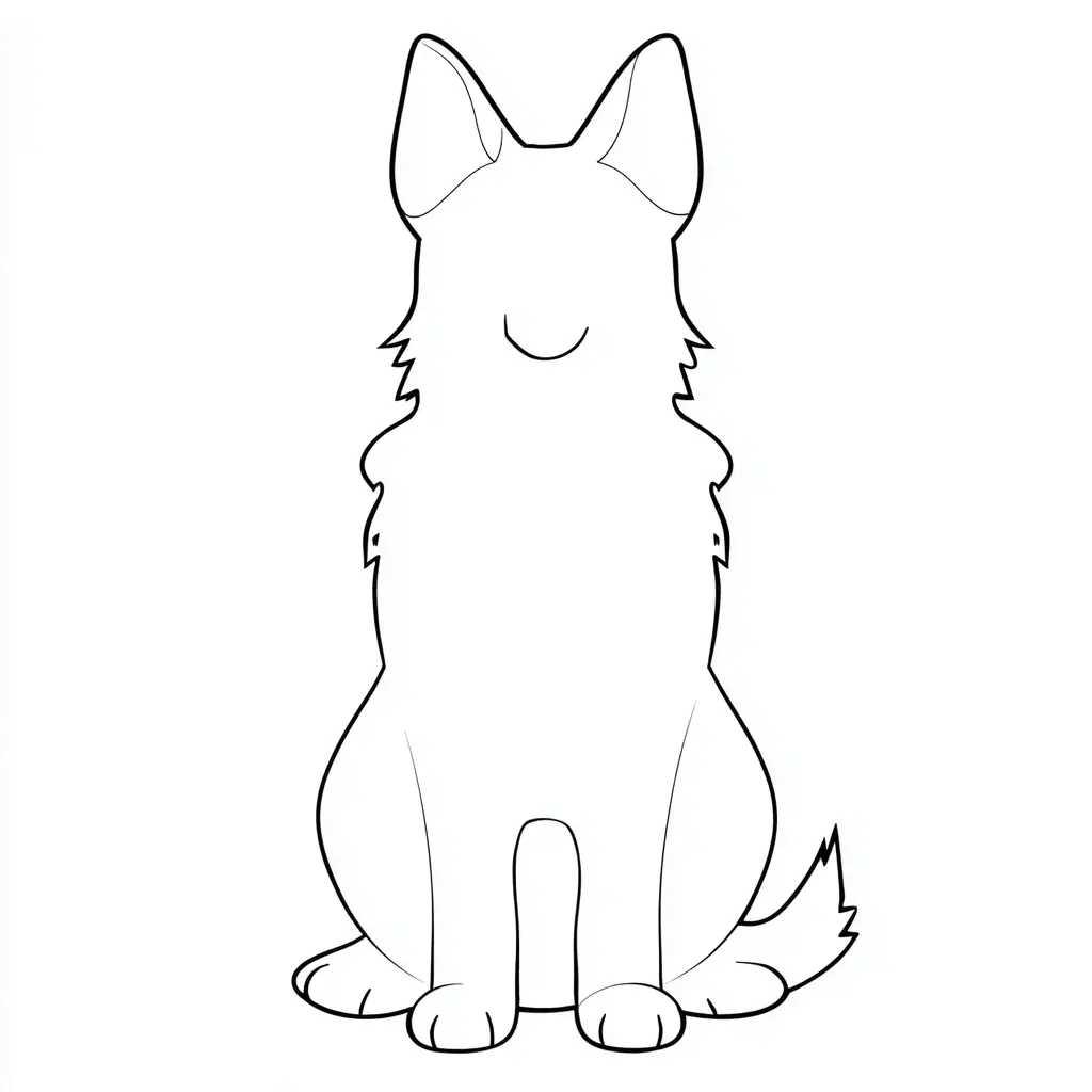 Dibujo de forma de pastor alemán sentado para colorear Dibujo de forma de pastor alemán sentado para colorear
