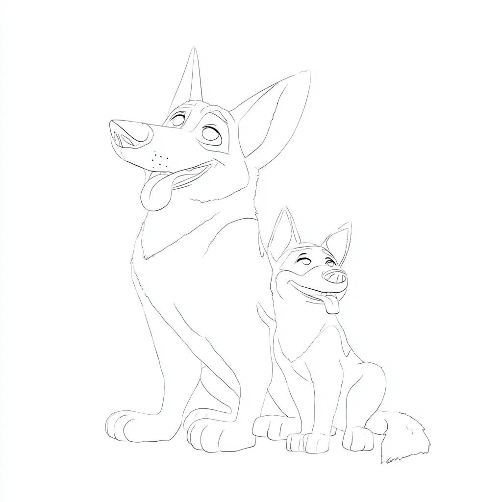 Dibujo de dos pastores alemanes cartoon para colorear Dibujo de dos pastores alemanes cartoon para colorear