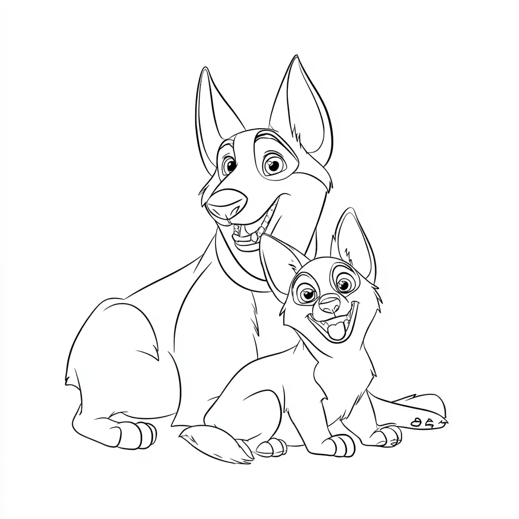 Dibujo de pastor alemán y cachorro de dibujos para colorear Dibujo de pastor alemán y cachorro de dibujos para colorear