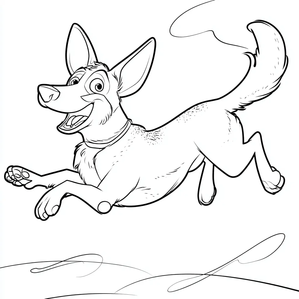 Dibujo de pastor alemán corriendo estilo cartoon para colorear Dibujo de pastor alemán corriendo estilo cartoon para colorear