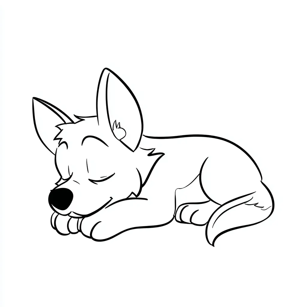 Dibujo de cachorro de pastor alemán dormido para colorear Dibujo de cachorro de pastor alemán dormido para colorear