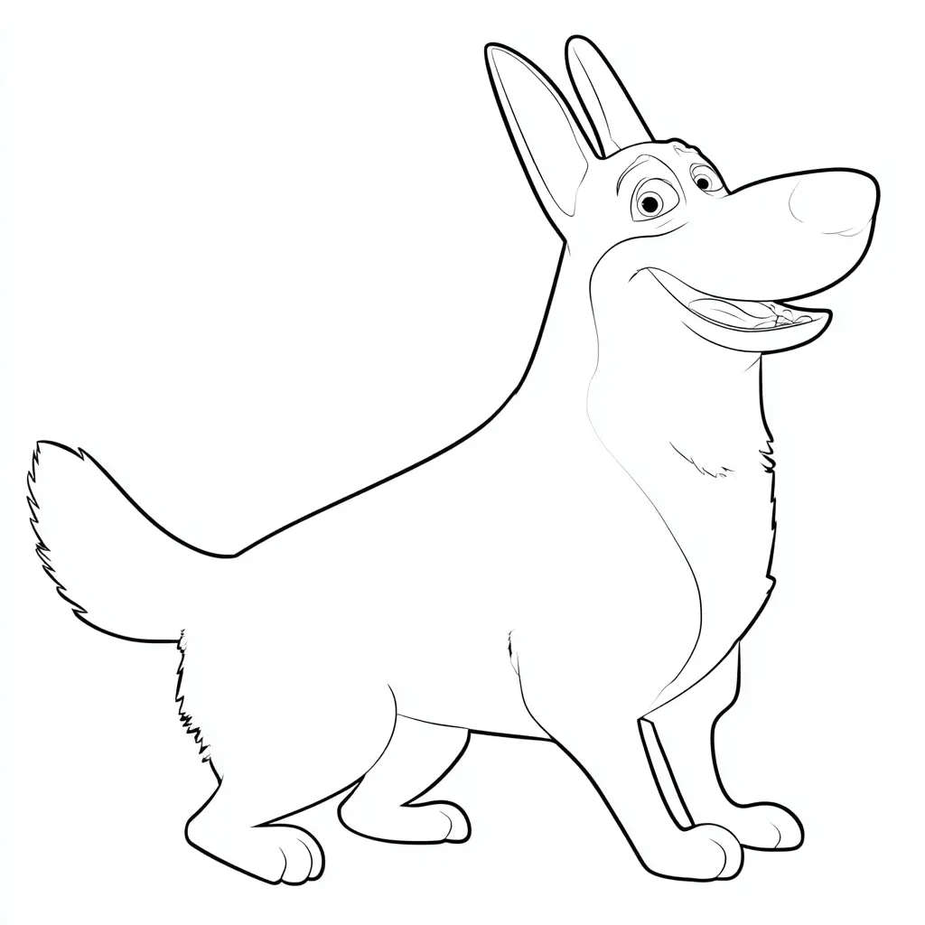 Dibujo de figura cartoon de pastor alemán para colorear Dibujo de figura cartoon de pastor alemán para colorear