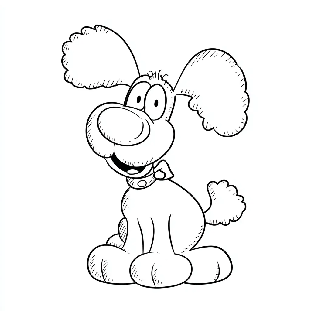 Dibujo de caricatura cartoon de perro para colorear