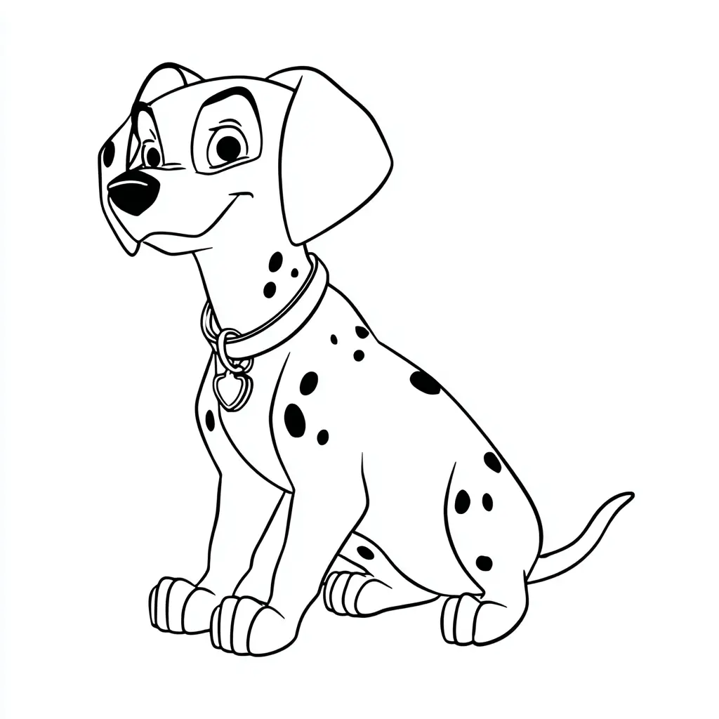 Dibujo de perro dálmata con collar para colorear
