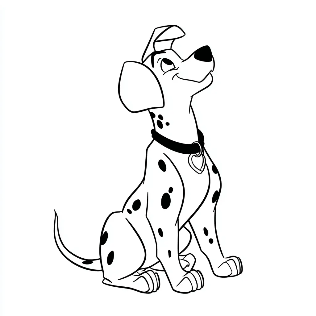 Dibujo de perro dálmata mirando al cielo para colorear