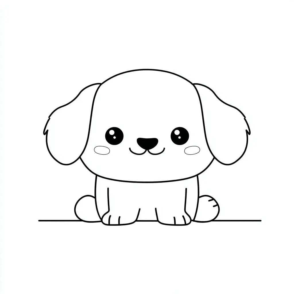 Dibujo de cachorro kawaii minimalista para colorear