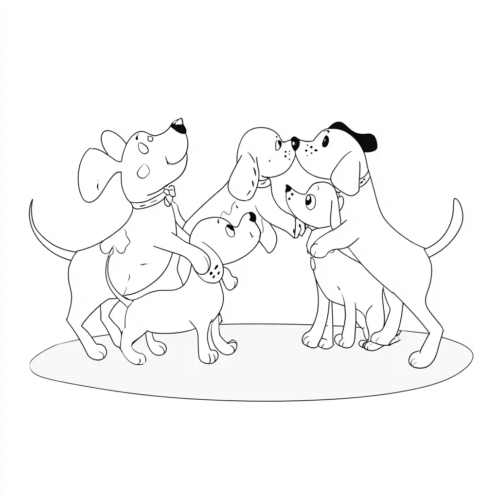 Dibujo de perritos jugando para colorear
